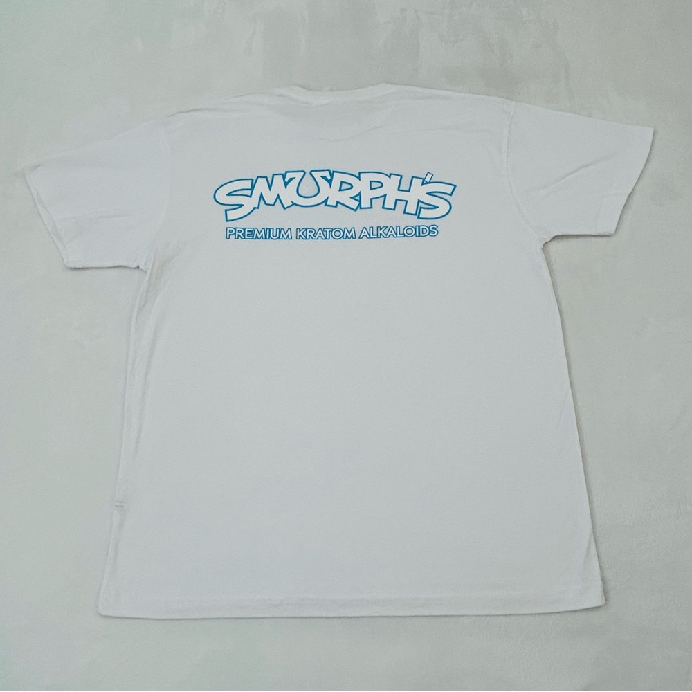 Smurph’s White Smart Blanks Graphic Logo Short Sleeve Cotton Tee Shirt Men’s XL